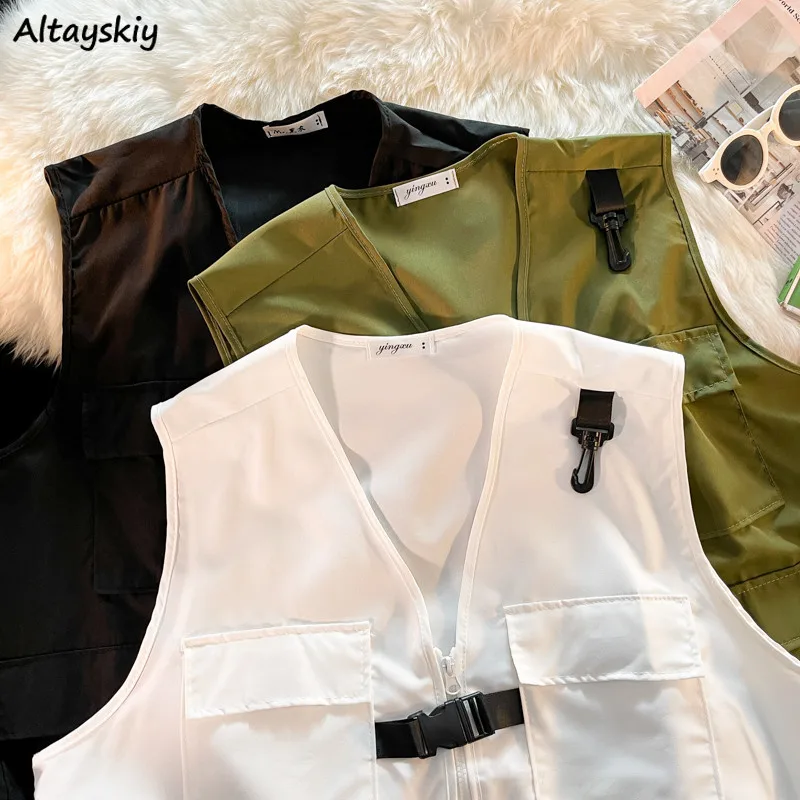 

Vests Women V-neck Sleeveless Spring Warm Clothing Korean Style All-match New Arrival Fashion Cosy College Girls Leisure Simple