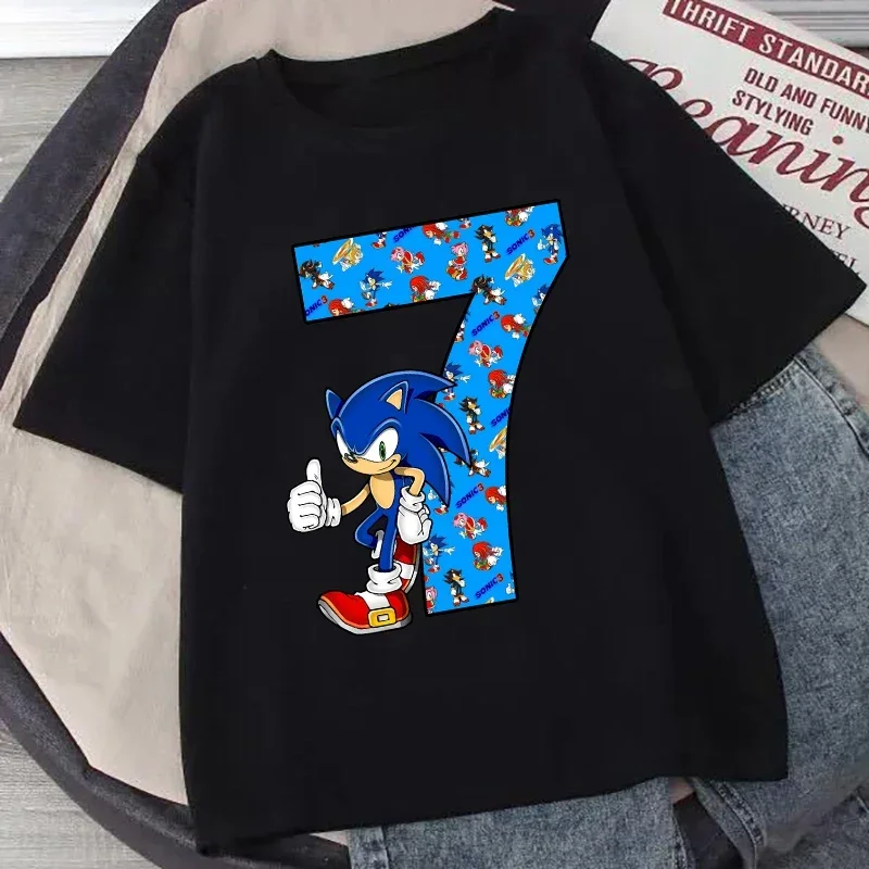 어린이용 여름 면 셔츠, 어린이용 반팔 소닉스 셔츠, 여아용 셔츠, 어린이용 아름다운 애니메이션 셔츠,