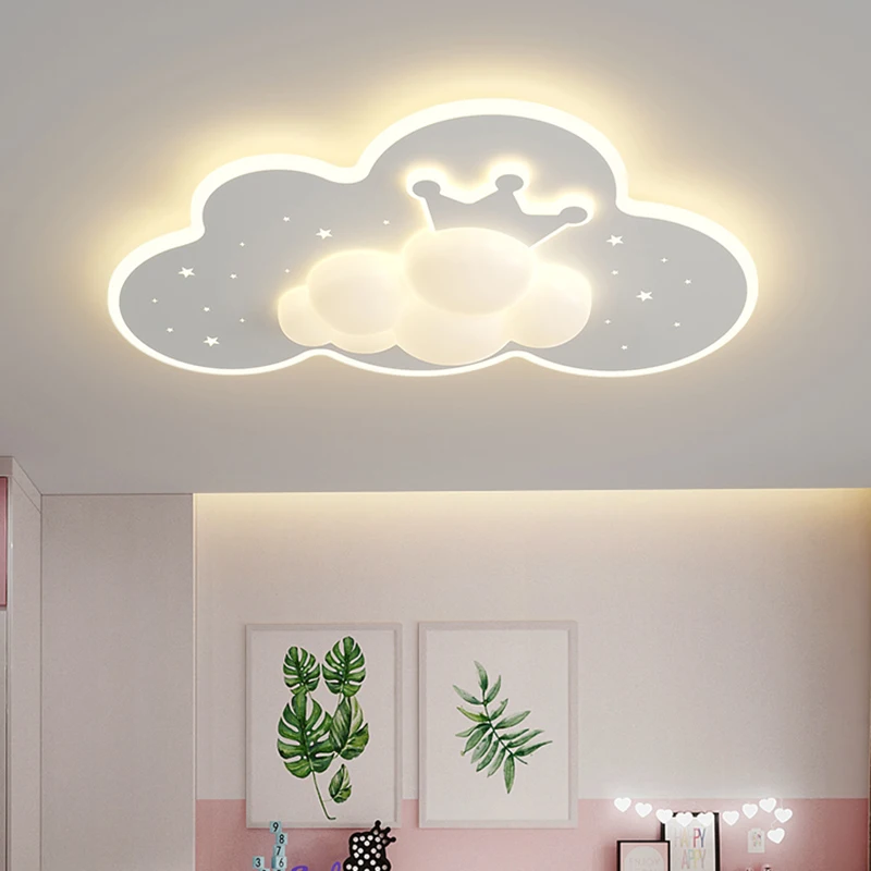 

50cm 60cm Romantic Cloud Ceiling Lamps for Child Baby Girl Boy Room LED Illuminaire Crown Lights Kids Bedroom Chandelier Light