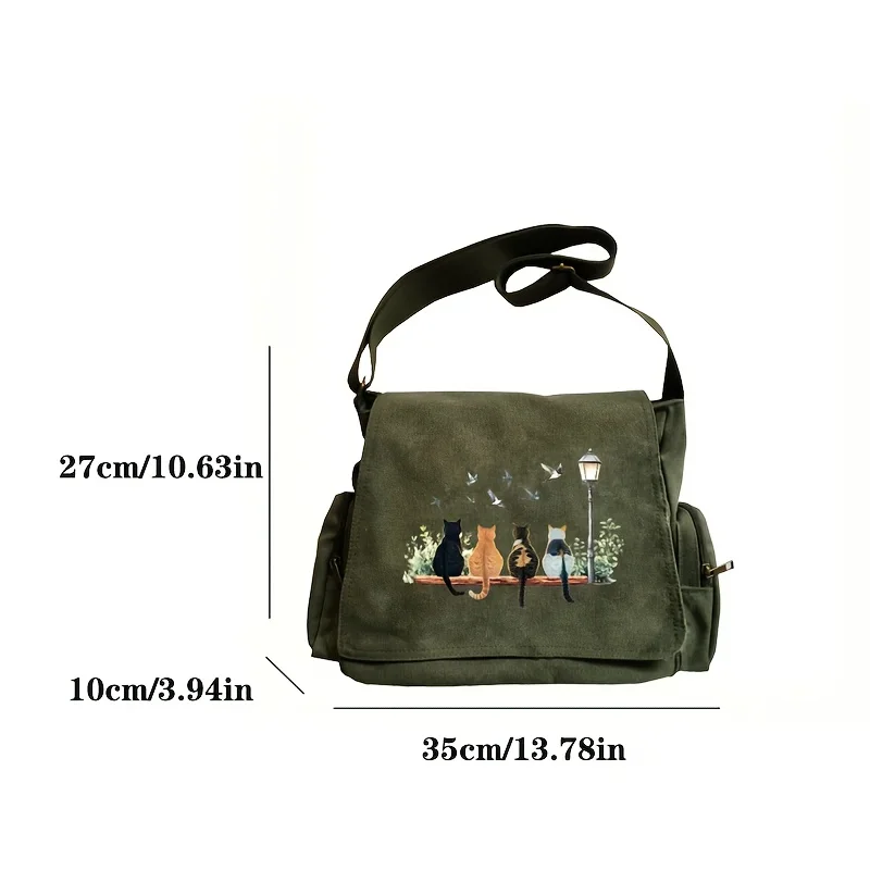 Women's Four Little Cats Pattern Crossbody Bags Multiple Pockets Large Capacity Travel Shoulder Bag For Women's Gifts