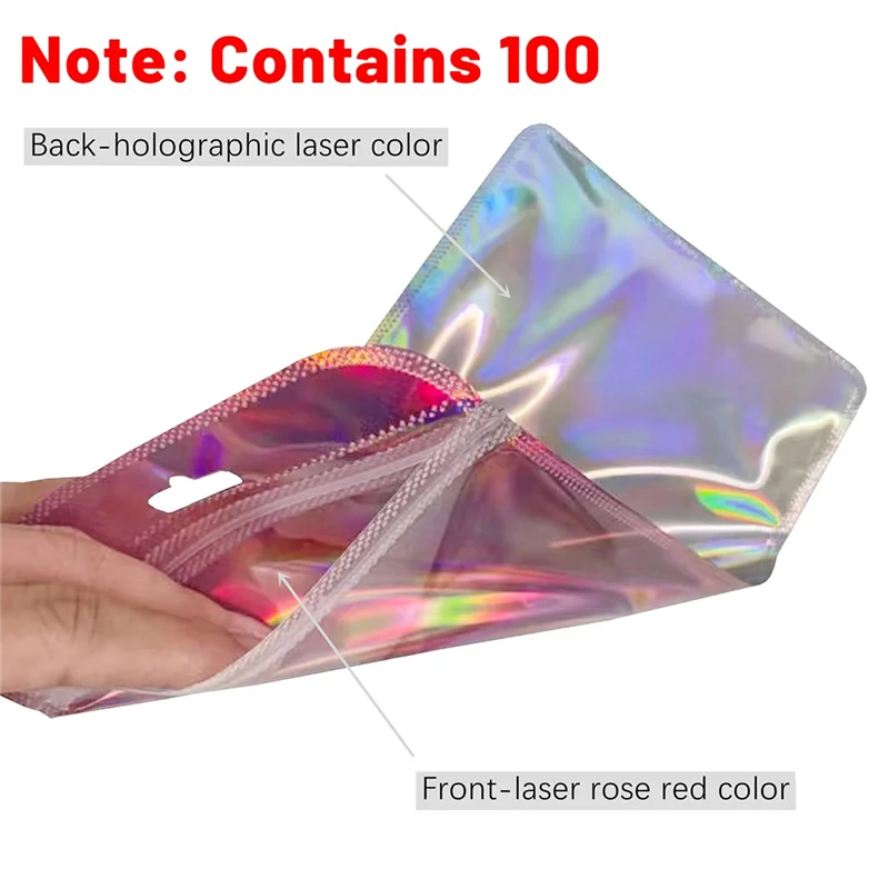 100Pc Resealable Holographic Pen Smell Proof Pouch Zipper Closure Beadable Packaging Bags for Pen Sealable Storage Bag 2