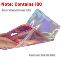 100Pc Resealable Holographic Pen Smell Proof Pouch Zipper Closure Beadable Packaging Bags for Pen Sealable Storage Bag 2