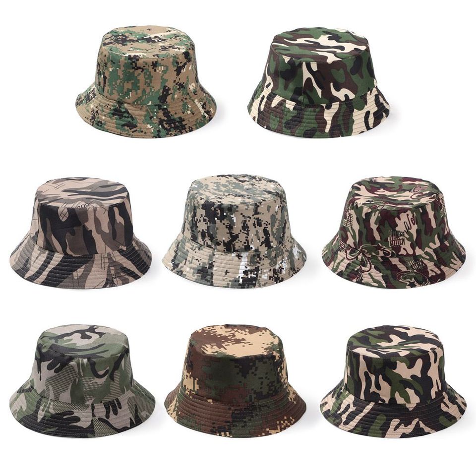 1PCS Camouflage Bucket Hat Wide Brim Visors Foldable Portable Anti-UV Women Men Beach Sun Hat Summer Fisherman Cap