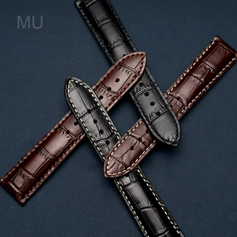 Premium Genuine Leather Watch Strap with Moonphase and Development Clasp – Soft Texture, Multiple Sizes Available