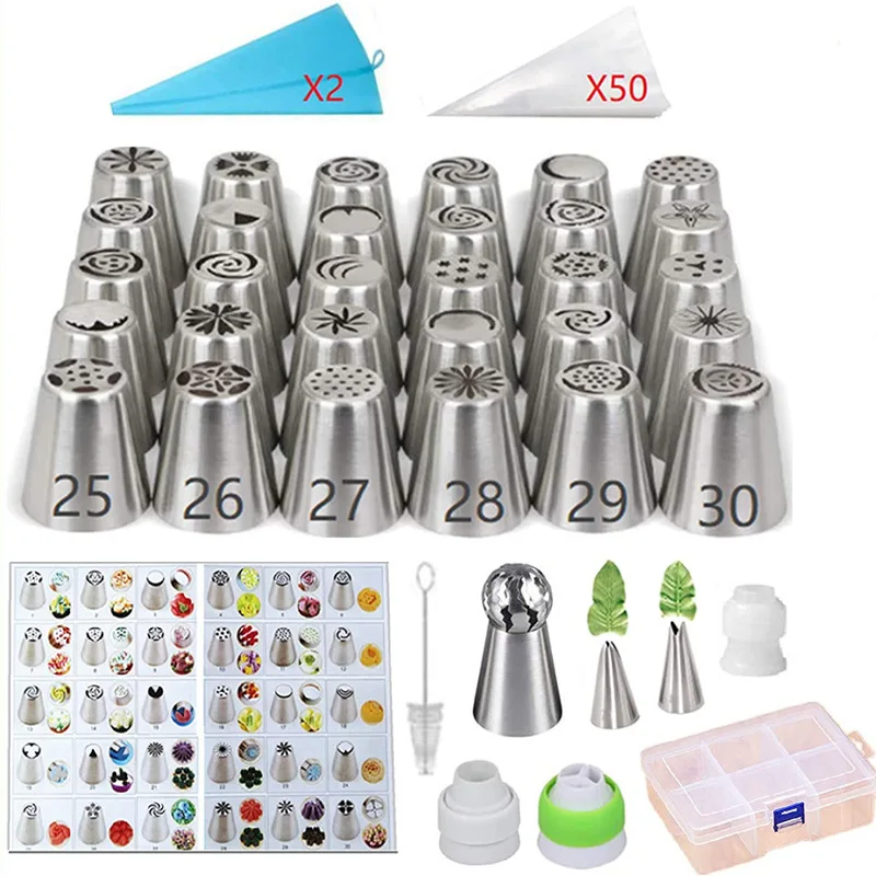 

91PCS/Set Nozzles Russian Piping Tips With Numbered Cake Decorating Tools Patisserie And Confectionery Kitchen Silicone Molds