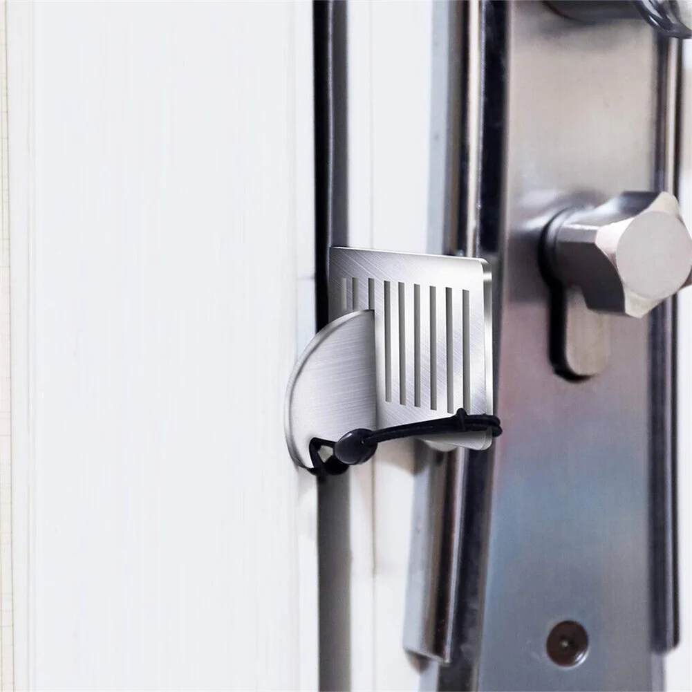 Door blocker safety anti-theft portable 8cm stainless steel for home privacy hotel travel door lock stopper