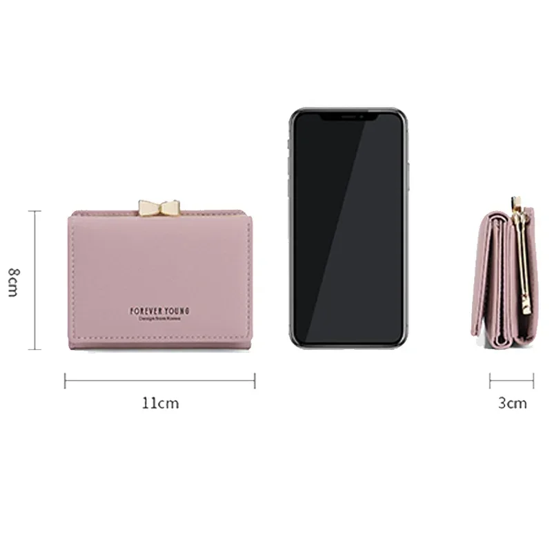 Fashionable Women Short Wallet Cute Casual Japanese Student Wallet Korean Version Simple Triple Fold Large Capacity Zero Wallets 6