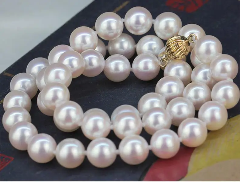 

elegant 9-10mm freshwater round white pearl necklace 45cm