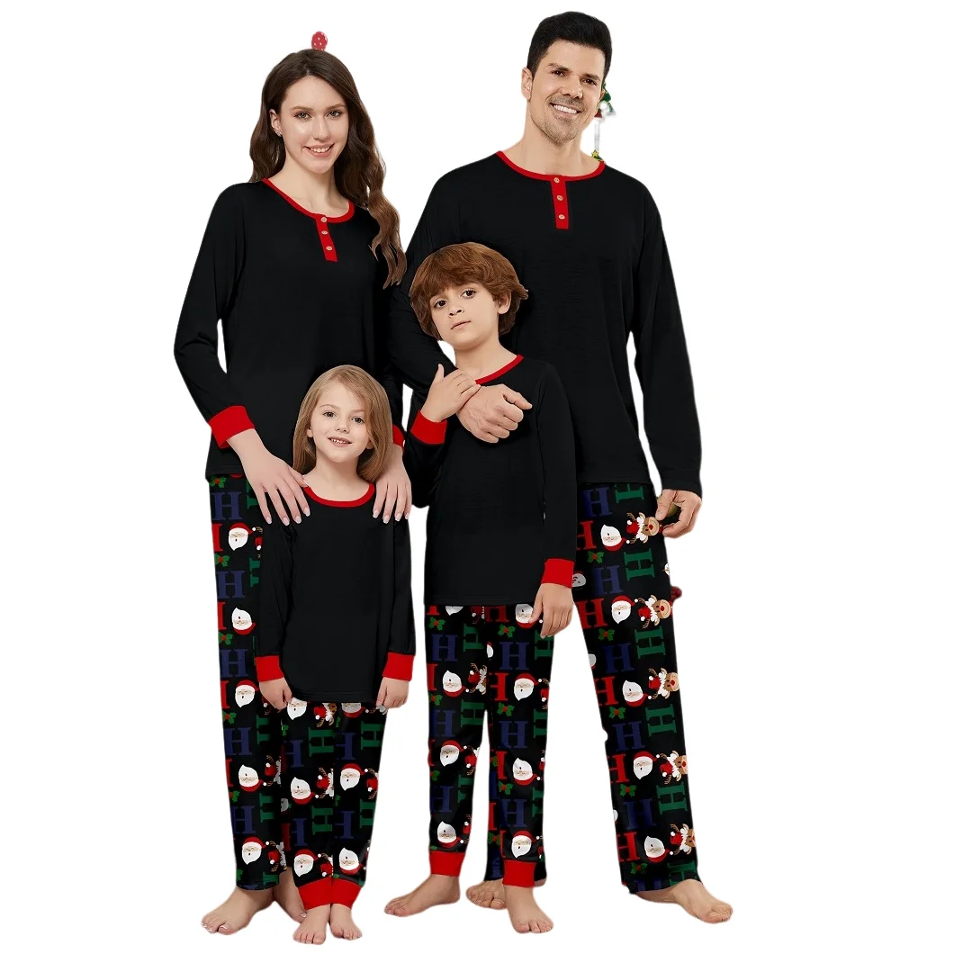 Pijamas familiares a juego de Navidad 2025, pijamas de dibujos animados de Papá Noel, conjunto de ropa para adultos y niños, mono de bebé + ropa para perros
