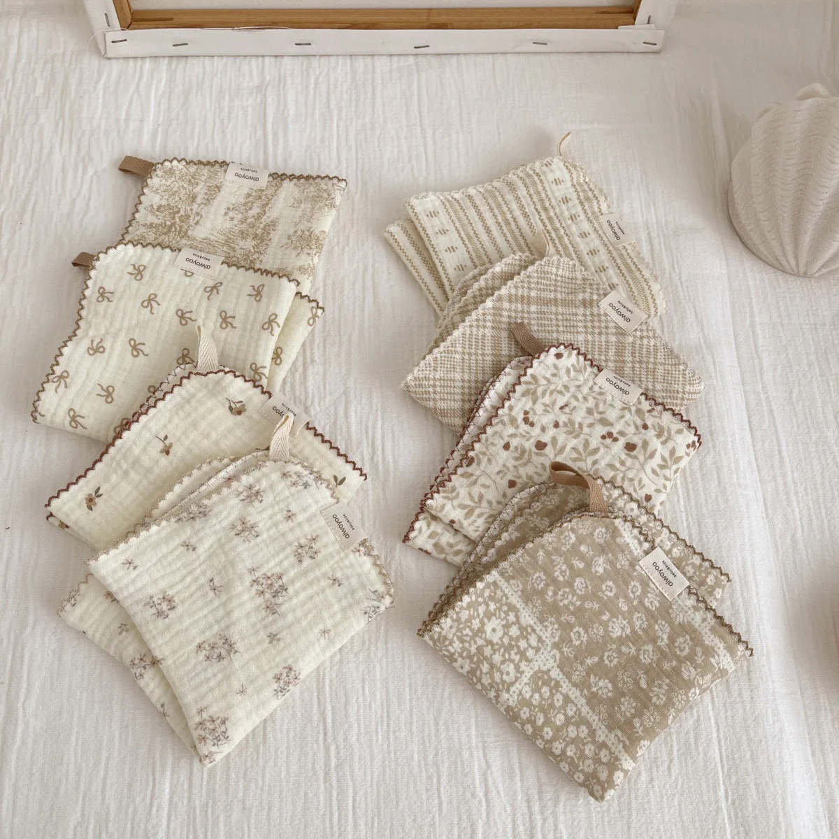 Asciugamano per il viso coreano per pulire il viso Asciugamani per saliva quadrati floreali in morbido cotone Fazzoletto per neonati per bambini Panno per il viso per neonati - immagine 2