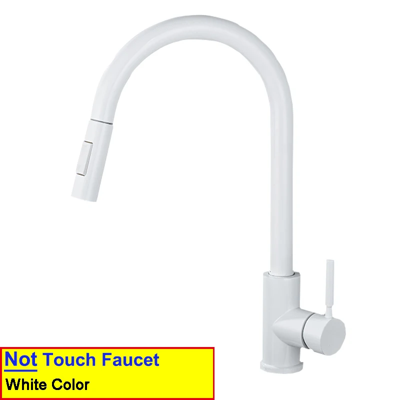 White Touch Kitchen Faucets with Stainless Steel Pull Out Kitchen Mixer Tap Single Handle Pull Down Sensor Touch Kitchen Faucet new kitchen sink Kitchen Fixtures