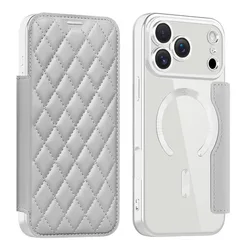 Premium PU Leather Magnetic Flip Wallet Phone Case with Card Slot Cover - iPhone 15 Plus (Gray)