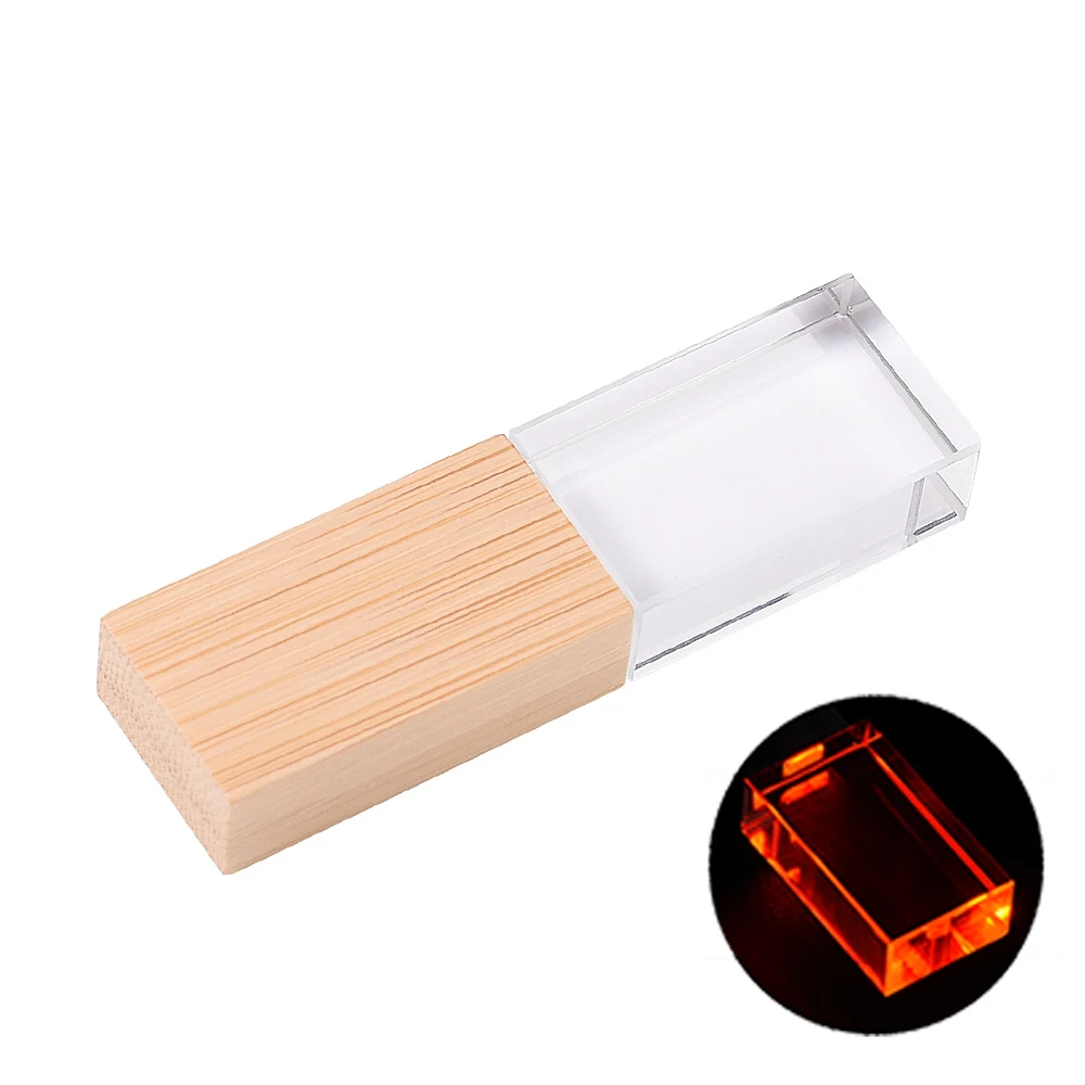 LED 램프 크리스탈 64GB USB 플래시 드라이브 32GB 펜 드라이브 메이플 16GB 메모리 스틱 8GB 웨딩 사진 선물 U 디스크 4GB