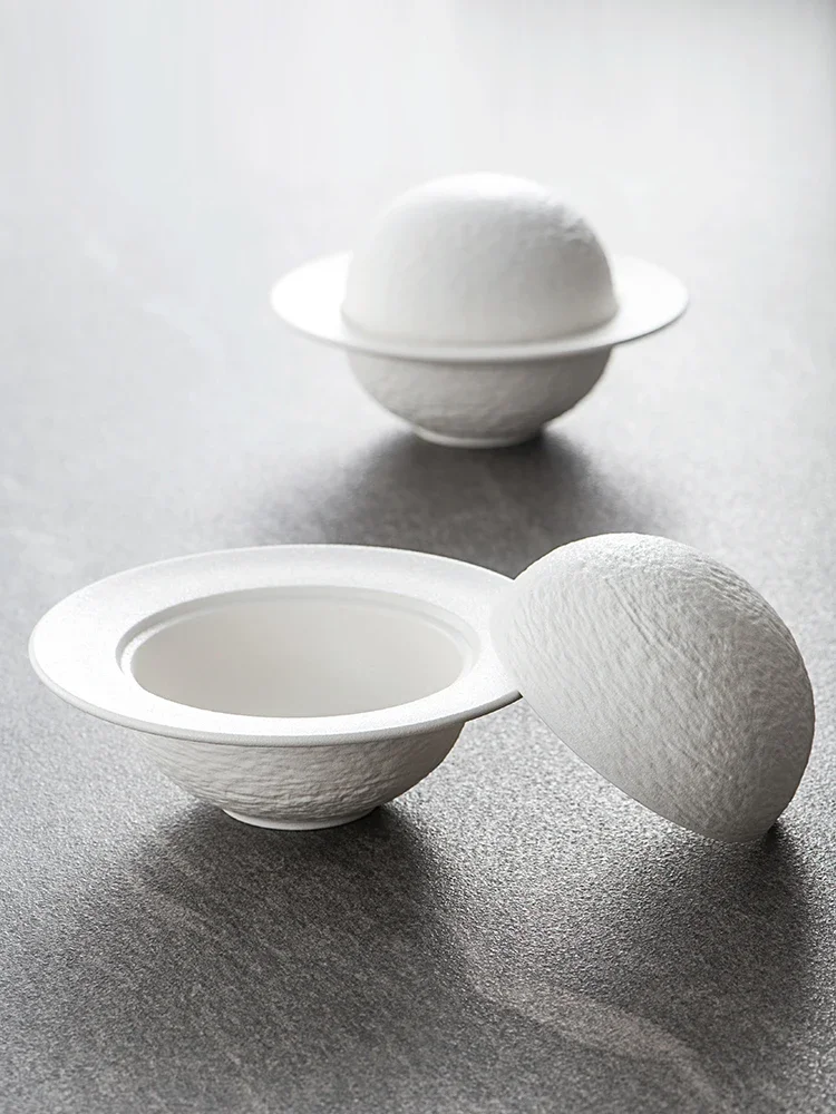 Ceramic Rock-patterned Stew Cup Soup Cup Bowl Hotel Restaurant Tableware Sea Cucumber Abalone Creative Planet Dessert Bowl