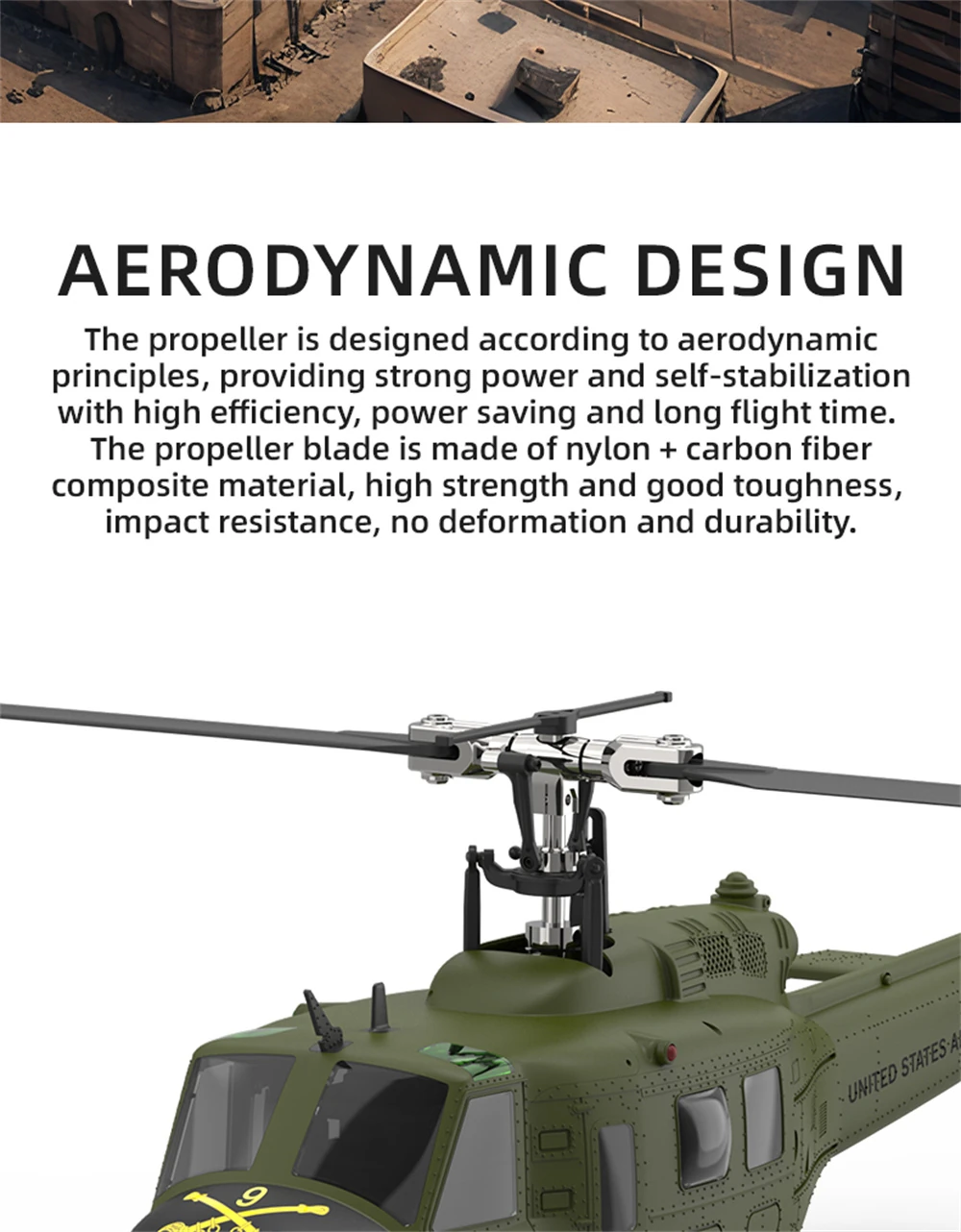 Eachine E190 PRO UH-1 2.4G 6CH 3D6G 1:34 Scale Huey Dual Brushless Motor Flybarless RC Helicopter Compatible with FUTABA S-FHSS