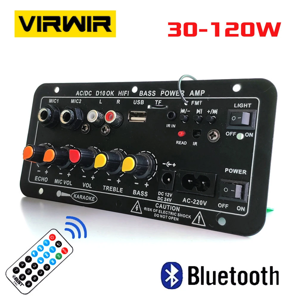 Diy Bluetooth Audio Amplifier Board Fm Radio 120w Subwoofer Dual Mic