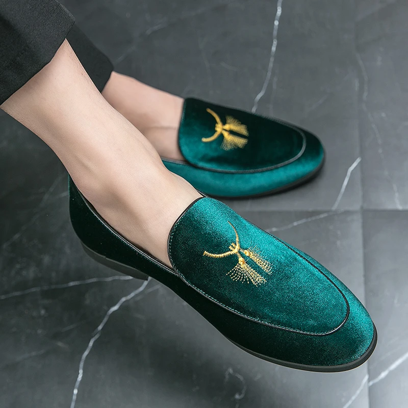 Men's Business Dress Shoes Velvet Slip On Flats Loafers Wedding Party  Footwear | eBay