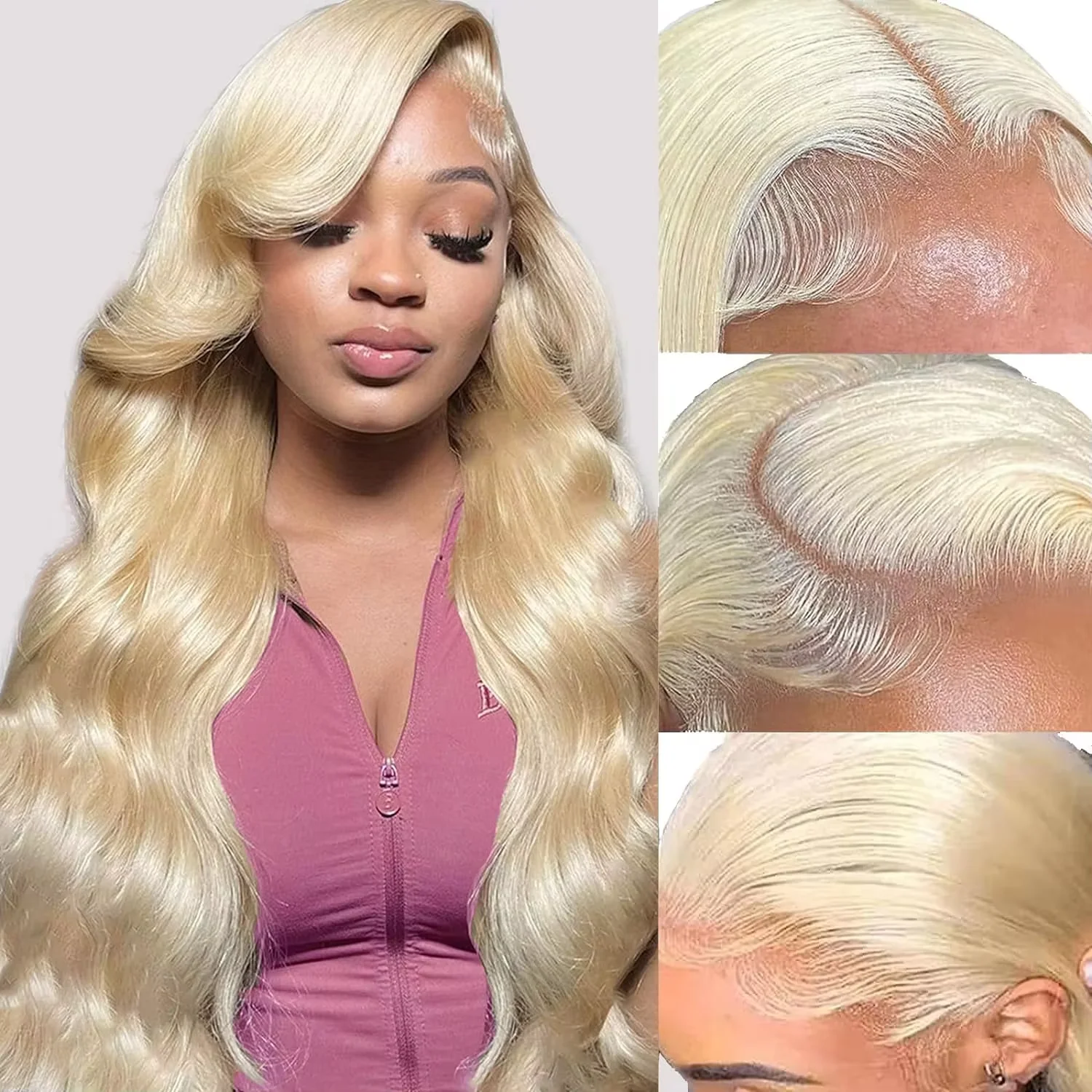 250% 40 Inch 613 Blonde Bone Straight Human Hair Wig Pre Plucked 13x6 Body Wave HD Lace Front Lace Frontal Wig Human Hair Wigs 4