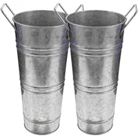 2 Pcs Milk Jug Retro Tin Barrel Vase Metal Vases for Flowers Flowerpot Bucket Centerpieces Buckets Galvanized 1
