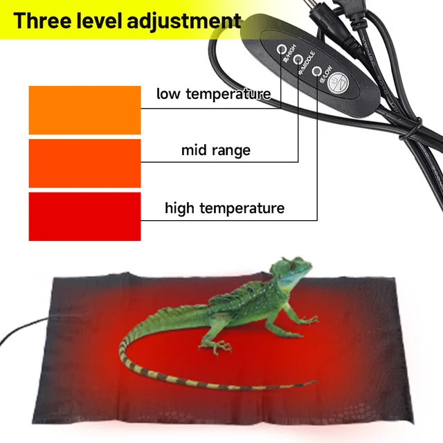 USB Leather Pet Heating Pad Three Level Temperature Regulating Reptiles Keep Warm Electric Blanket Heater Mat for Lizard Turtle 2