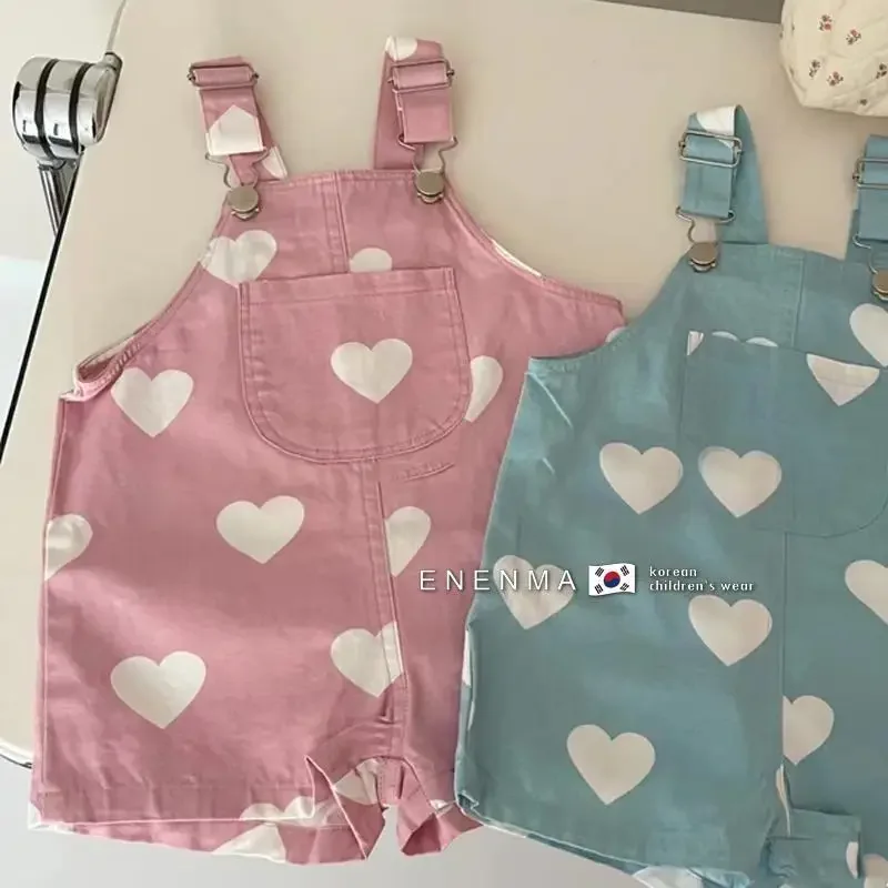

2024 Baby Boys Girls Summer Clothing Love Printed Rompers Pants Comfortable Overalls Kids Children Birthday Clothes Trousers
