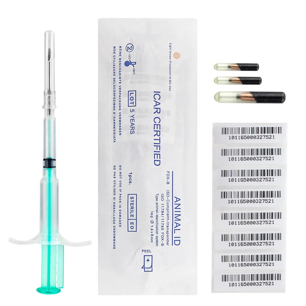 134.2KHz 1pcs Reusable Animal ID Chip Syringes + 100pcs 15 Bit Glass Microchips FDX-B ISO11784/85 Eco-friendly For Dog Cat 2