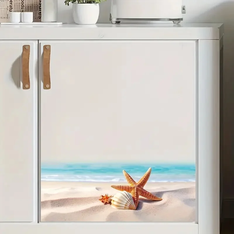 Summer Beach Toilet Stickers Bright Bathroom Home Decoration Vinyl Sea Star Decals Art Wall Paper Poster