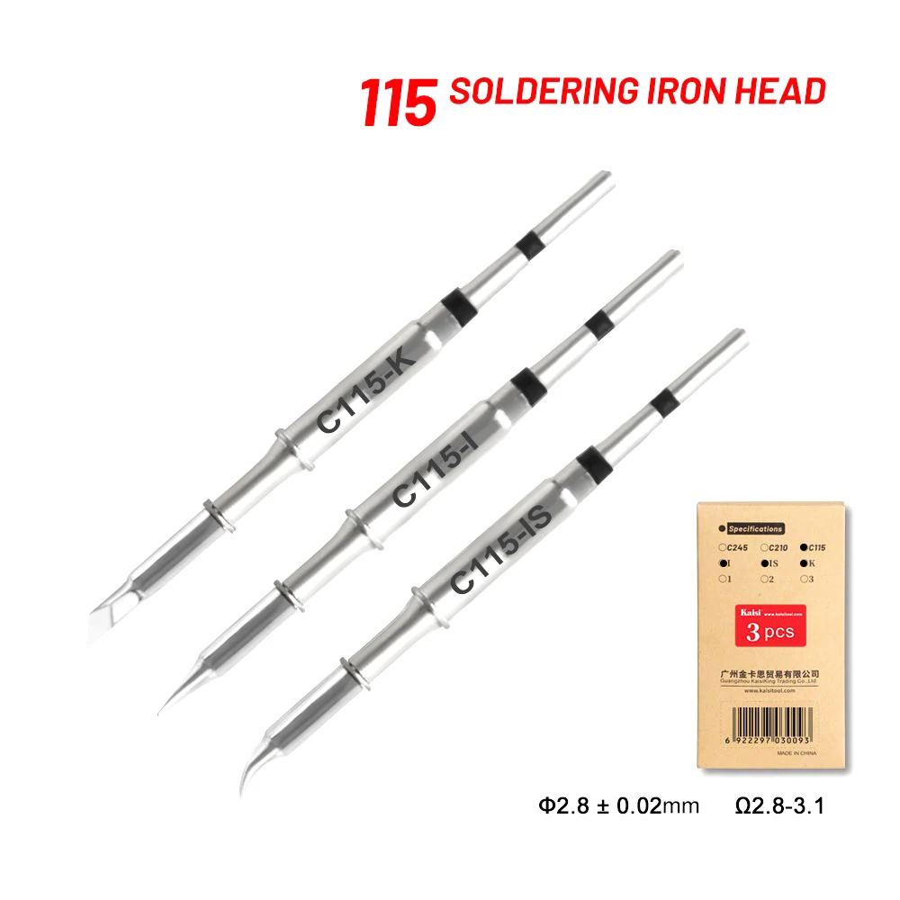 Kaisi 115 Soldering Iron Tips Lead Free Integrated Heating Core Compatible Sugon Aifen I2C Soldering Station