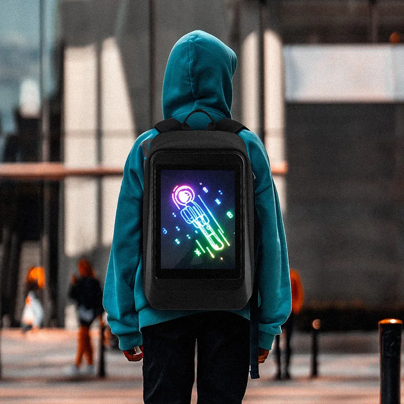 

Smart LED Display Gif Picture Dynamic Bike DIY Advertising Motorcycle Backpack Human Walking Billboard Storage Bag Travel Camp