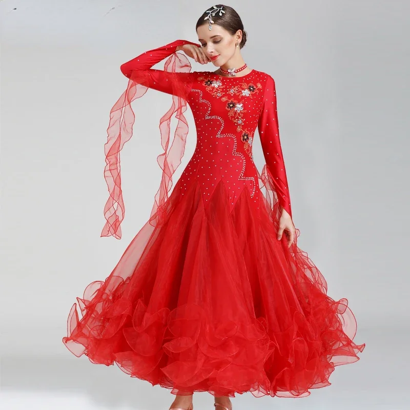 

Ballroom Dance Competition Dress Big Swing Modern Dance Costumes Waltz Tango National Performance Foxtrot Standard Dance Dress