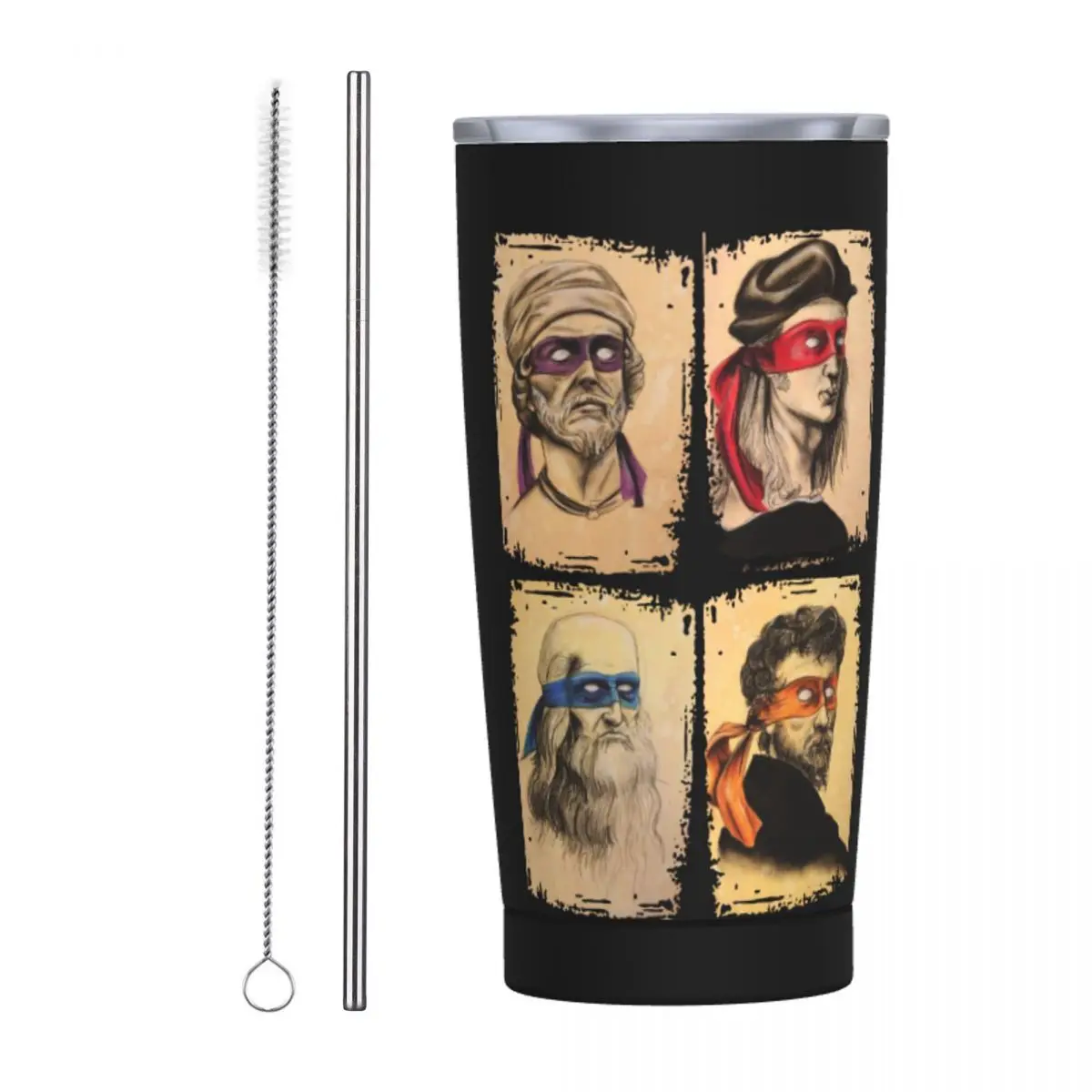 Scienza Turtles Tumbler Tazza Termica Mutant Ninja Isolata Sottovuoto Con Coperchio Tazza Da Viaggio In Paglia All'Aperto A Prova Di Fuoriuscita, 20Oz