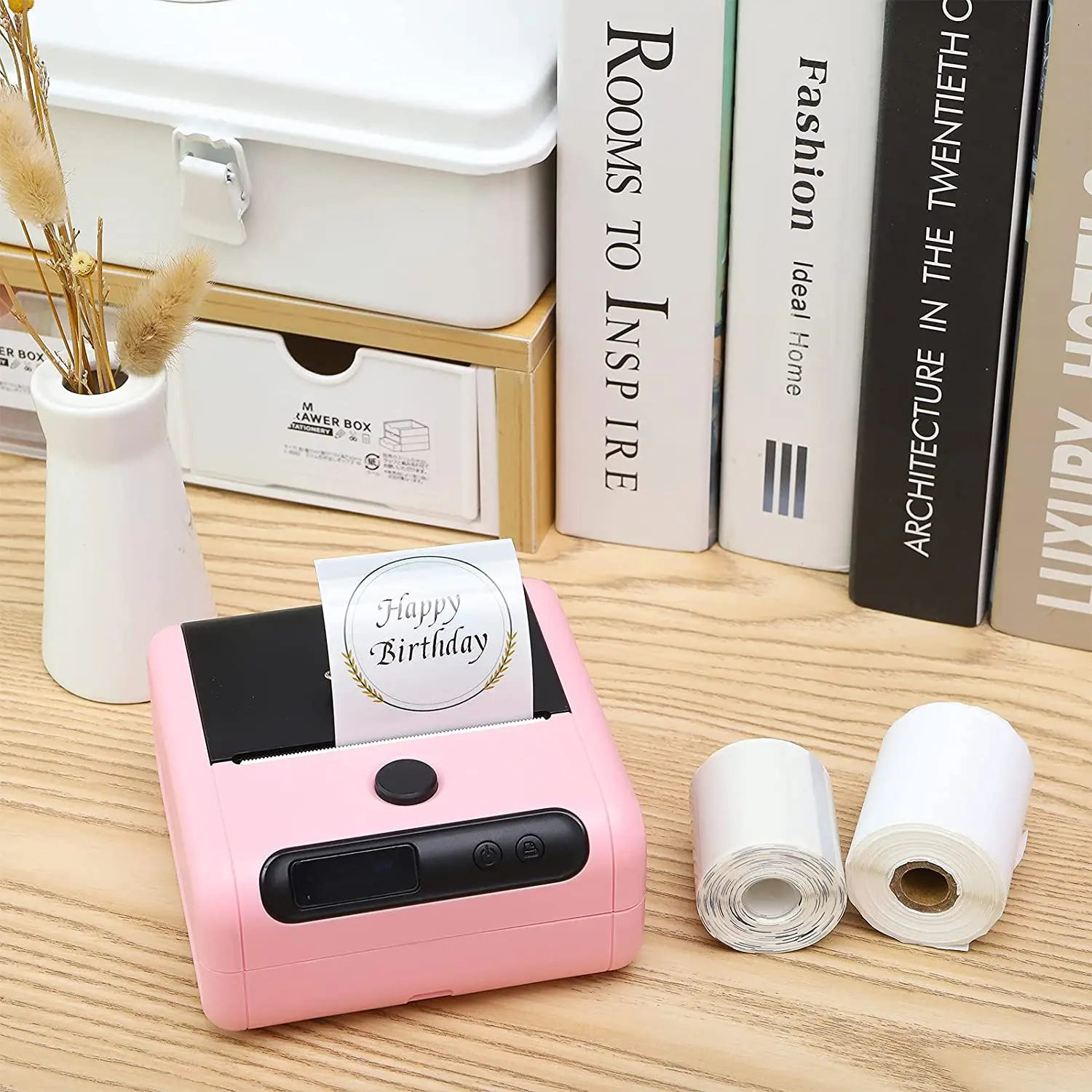 Phomemo-다목적 사각 셀프 접착 라벨 용지, Phomemo M110/M200 라벨 프린터 용지 롤