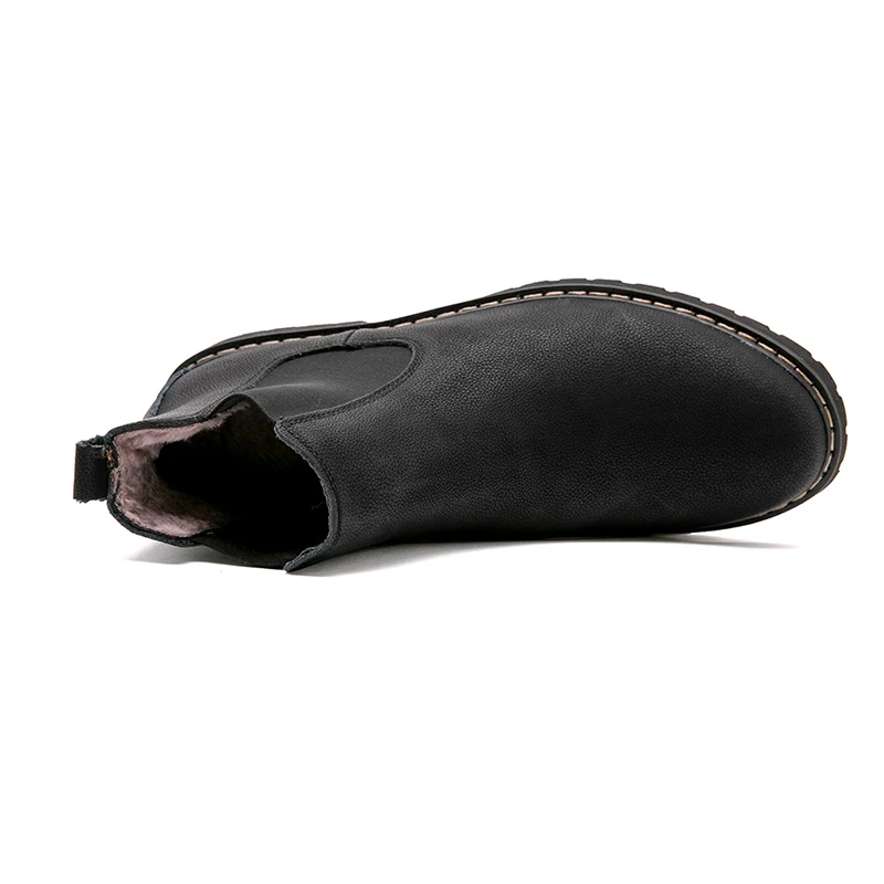 Men Chelsea Boots Leather Plush Fur Big Size 37-47