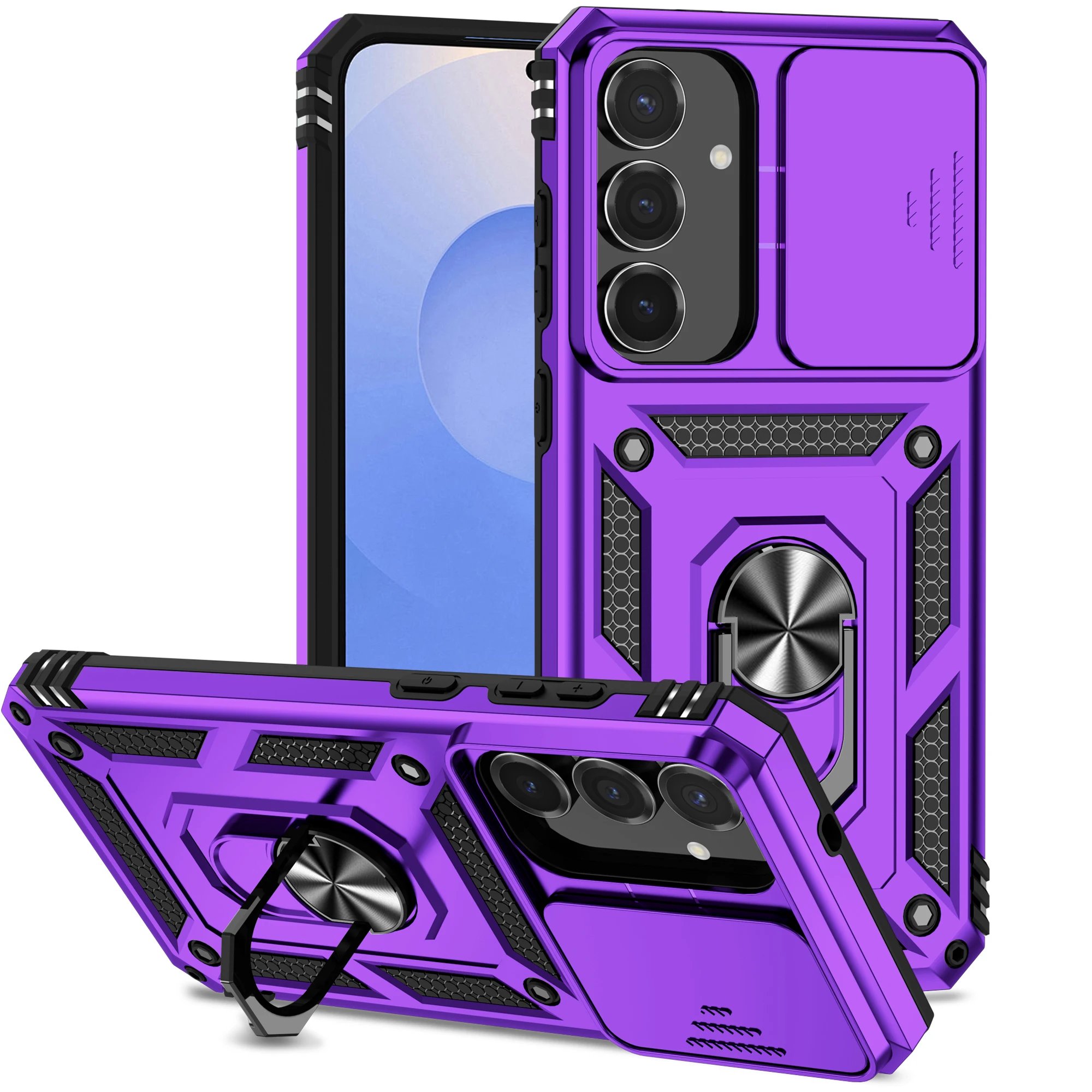Shockproof Armor Case with Ring Holder and Lens Protection – Enhanced Durability Cover
