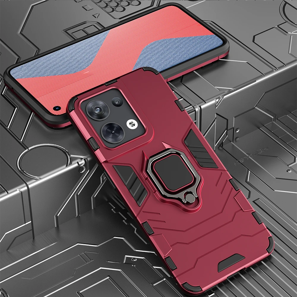 Shockproof Phone Case With Metal Ring Stand For Oppo Reno 8 Pro_voghion.com