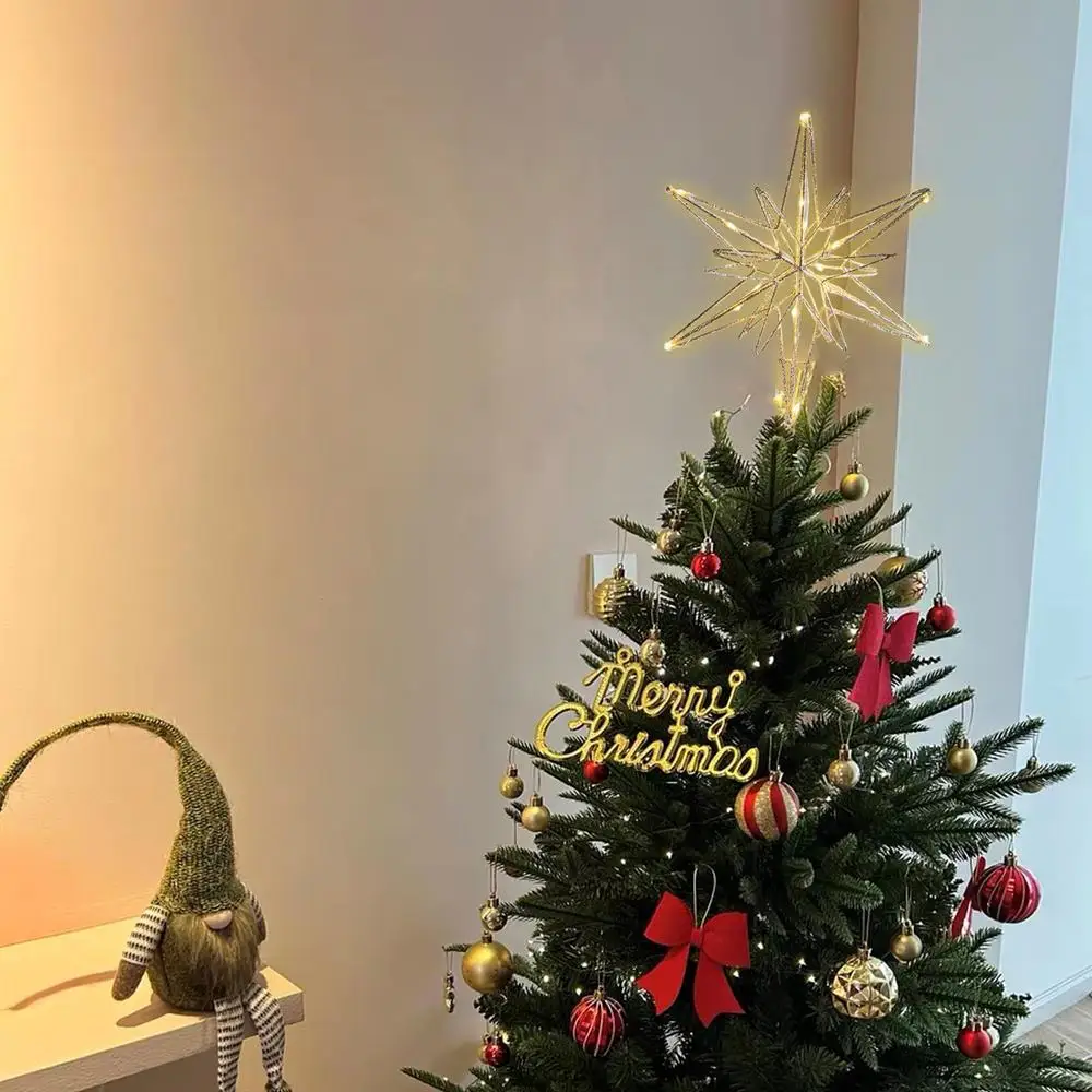 Description Picture 4 of itemLuminous Star for Christmas Tree LED Light Battery Powered Christmas Tree Topper Hollow Design Glitter Christmas Tree Decoration