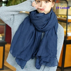 Navy Blue 19 Colors Lady Hijabs Musilim Large Size Long Scarves Fashion Linen Cottone Soft Women Scarfs Wraps Girls Bandana Head