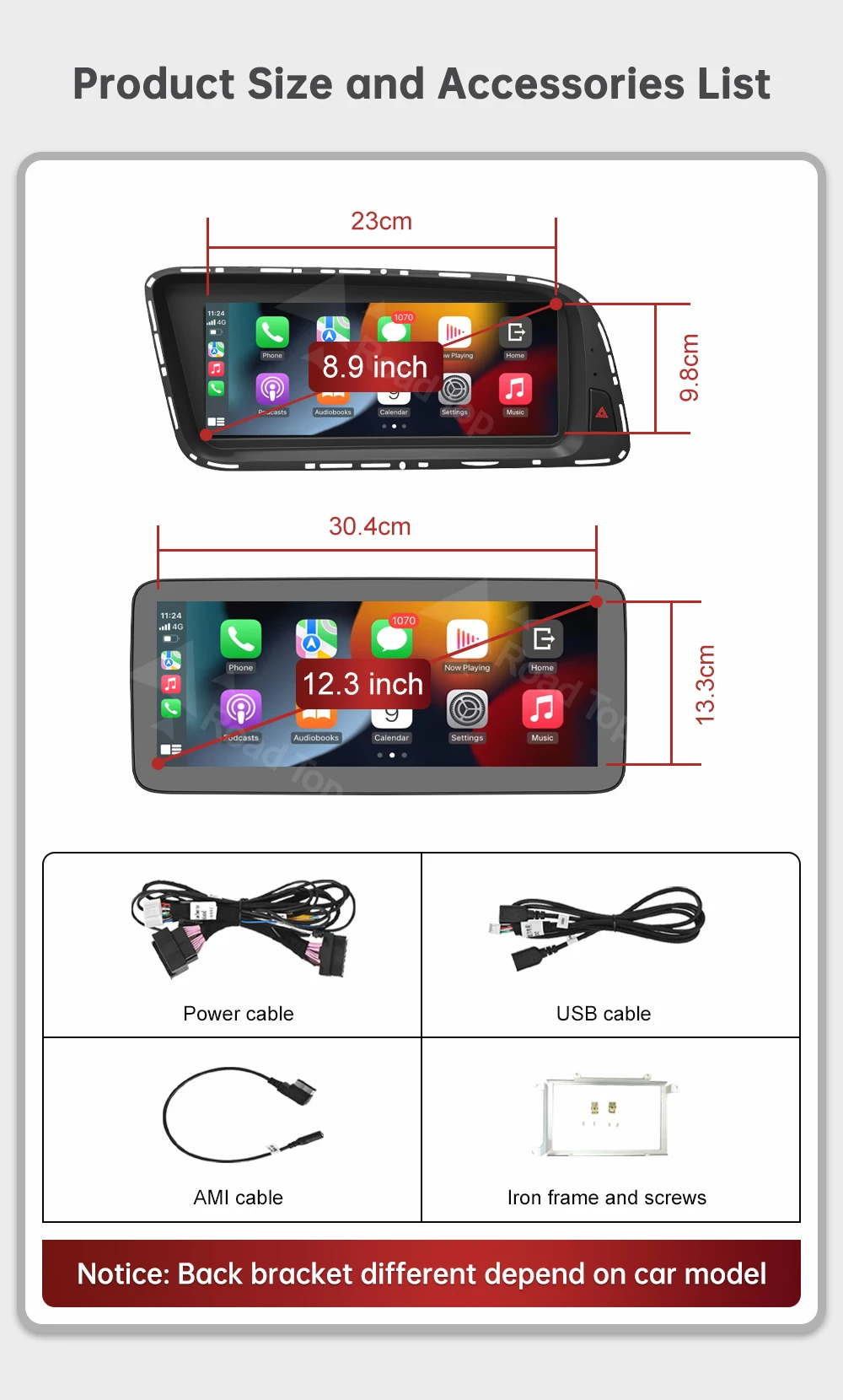 DE RoadTop 12.3 Kabelloses CarPlay Multimedia Android Auto Ultra-dünner Touchscreen Für Audi Q5 2009-2017 MMI 3G Airplay Autolink – Detail 20