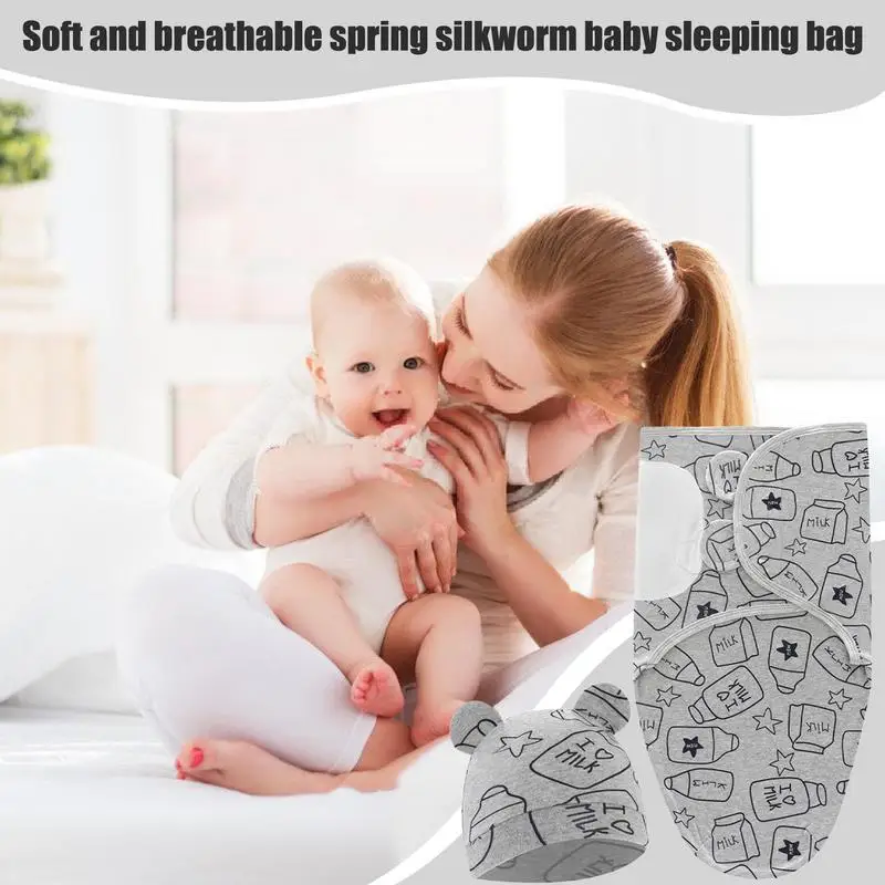 

Baby Swaddle Blanket Cute Breathable Swaddling Blankets with Hat Skin-Friendly Comfortable Newborn Baby Swaddles for Newborns