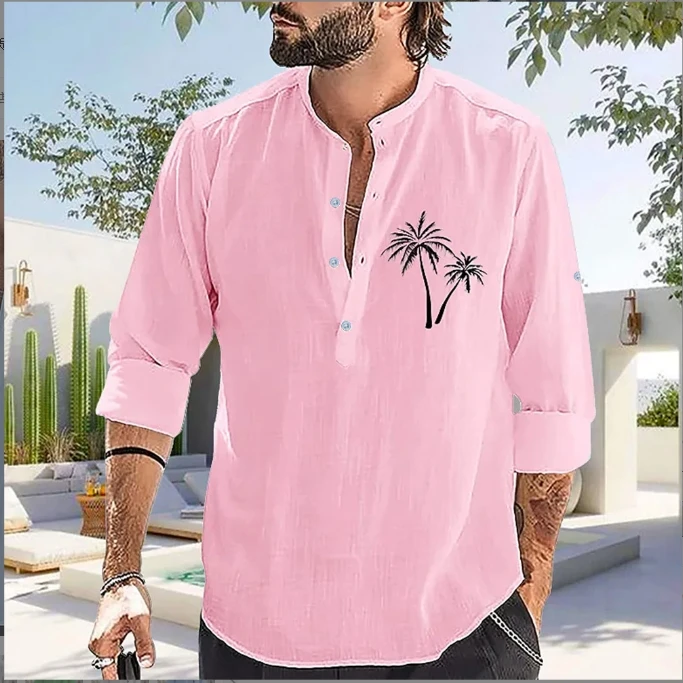 

Мужская рубашка с длинным рукавом и принтом