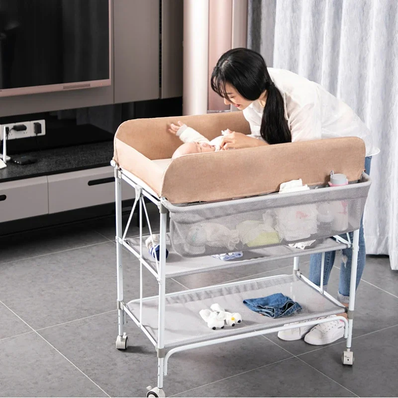 Multifunctional Foldable Baby Care Table &ndash; Massage Shower Station, Diaper Changing Table with Drying Rack, Convenient Storage