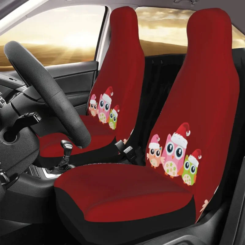 

Christmas Little Owls Universal Car Seat Cover Auto Interior Women Cute Animal Car Seat Mat Fiber Hunting