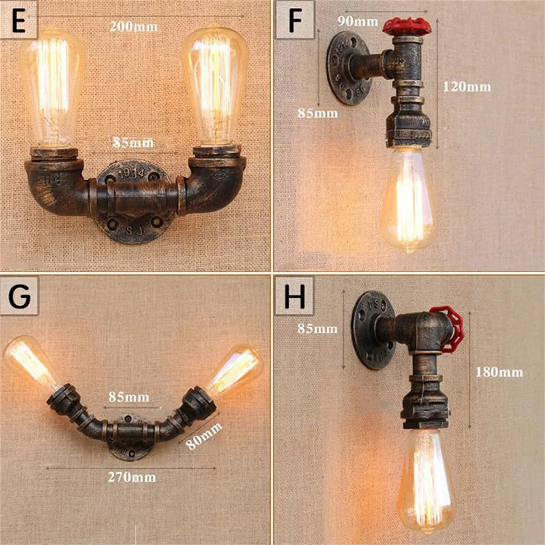 LED Wall Lamp Wall Light Loft Industrial Wall Light Iron Rust Water Pipe Retro Wall Lamp Vintage E27 Sconce Lights Home Lighting Fixtures Lustres Luz