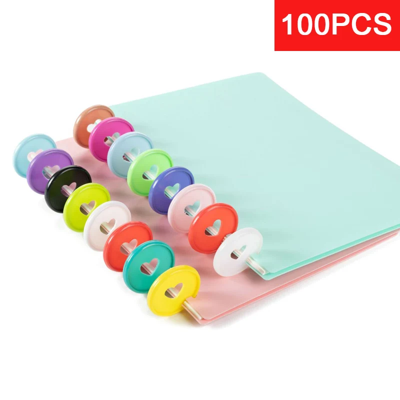 100Pcs 28mm Loose-leaf Plastic Binding Ring Mushroom Button for Kid A4 A5 A6 Paper Notebook Stationery Office Supplie