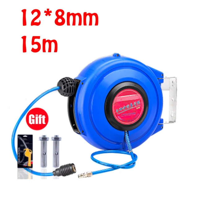 12*8mm 15m Automotive Air Hose Reel Pneumatic Hose Pu Yarn Clamping Tube  Automatic Retractable Reel Telescopic Drum Hose - Pneumatic Parts -  AliExpress