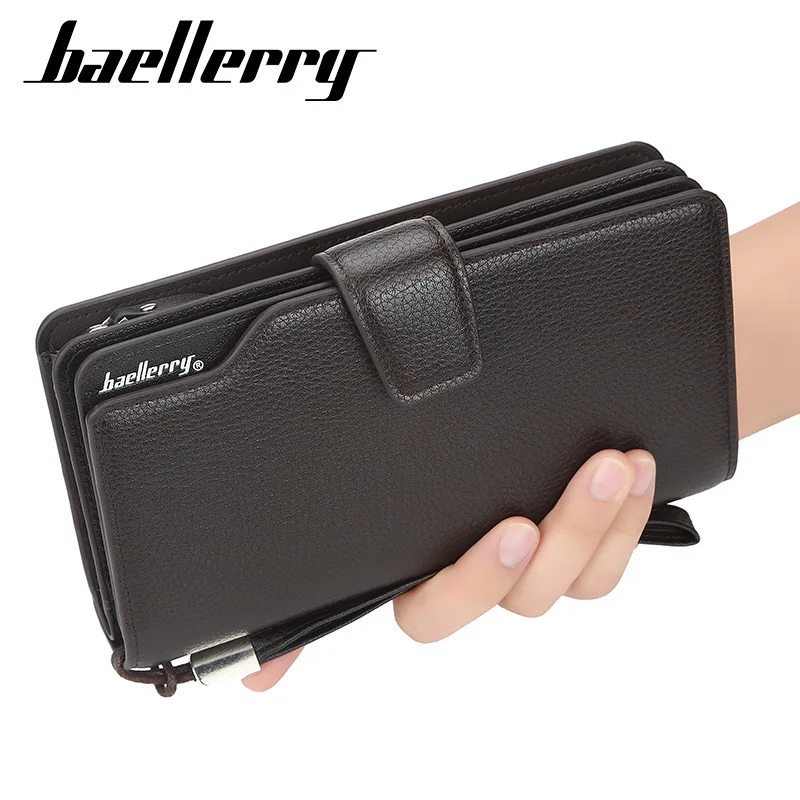 Baellerry Herren-Langbörse Casual Business Reißverschluss-Handtasche Große Kapazität Handytasche mit Kartenhalter
