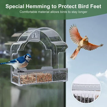 Window Bird Feeders For Outside, Clear Bird Window Feeder With 3 Strong Adhesive Sheets, Transparent Acrylic Bird House