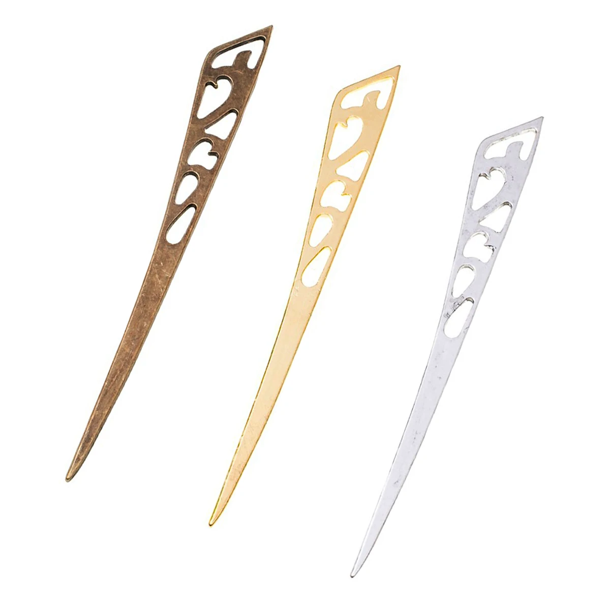 Minimalistische hohle Metall-Lesezeichen im chinesischen Stil, Marque de Page, Gold, Bronze, Silberton, 127 x 14 x 2 mm