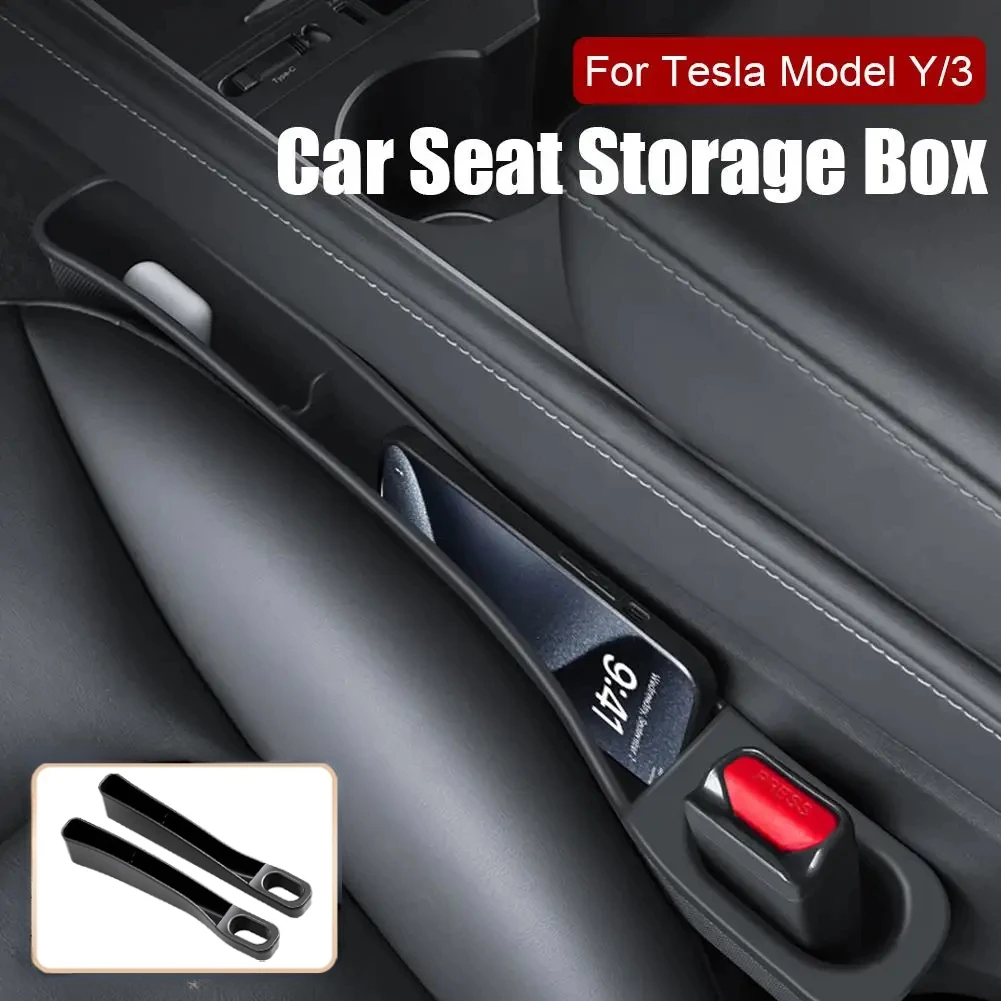 

Car Storage Box for Tesla Model Y / 3 Seat Slot Storage Box Leak-proof Anti-drop Phone Card Holder Car Interior Accessory