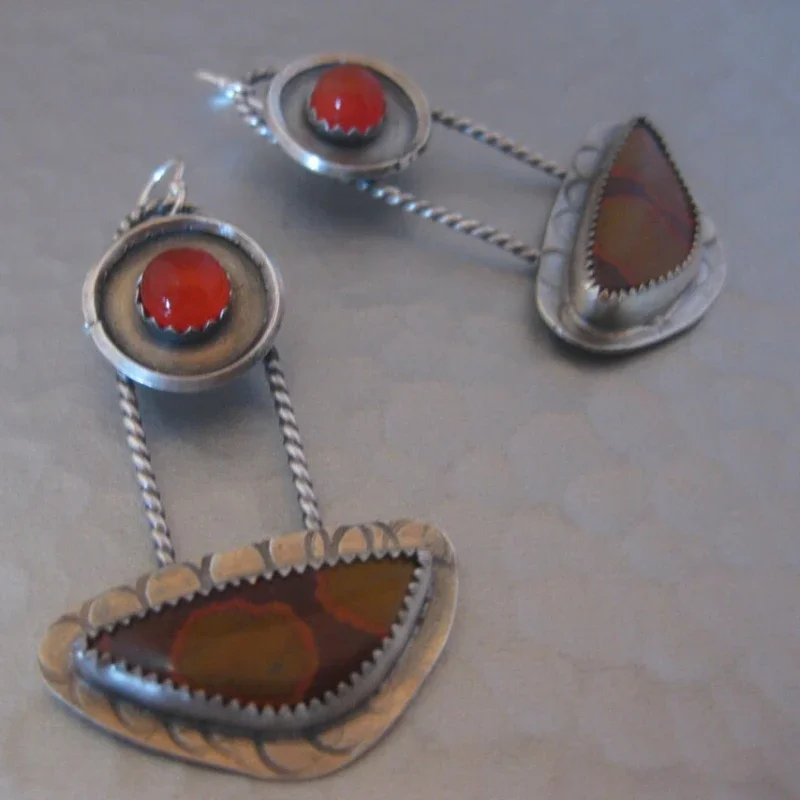 

Charm Natural Charoite Drop Earrings for Women Vintage Silver Engagement Earrings Fashion Jewelry Gifts